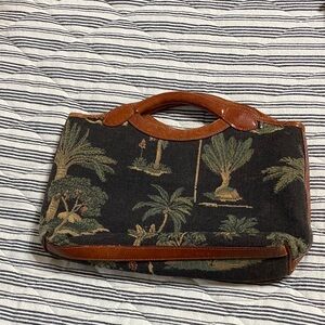 Vintage Tommy Bahama Brown and Tan Canvas Shoulder Bag